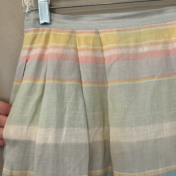 Vintage Linen Silk Skirt‎ Set Women XS Pastel Stripe Anne Crimmins Umi Coastal - Picture 7 of 15